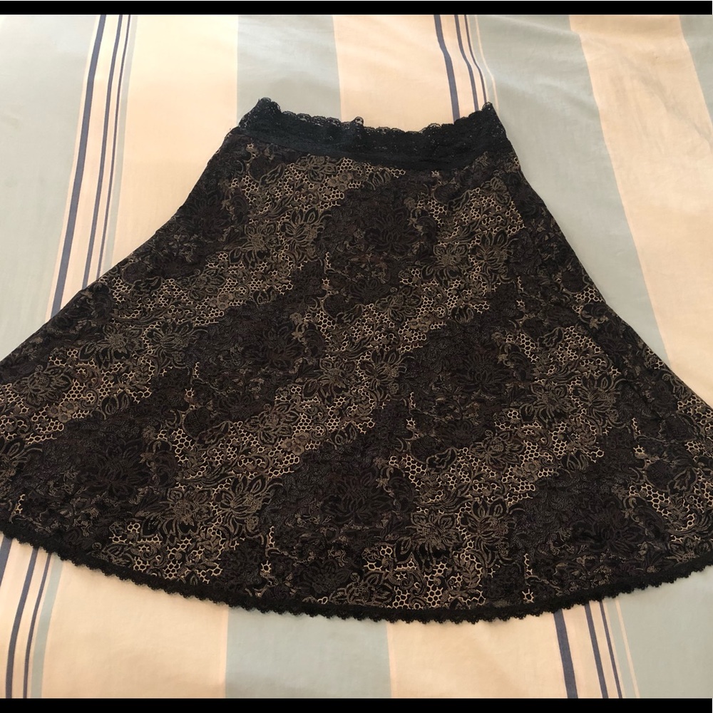 Cabi Black Lace Trimmed Skirt